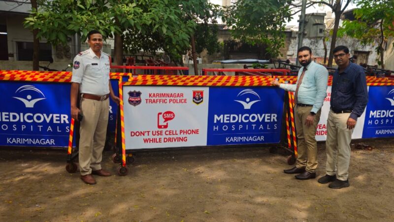Medicover Hospital Donates 50 Barricades to Ease Traffic in Karimnagar