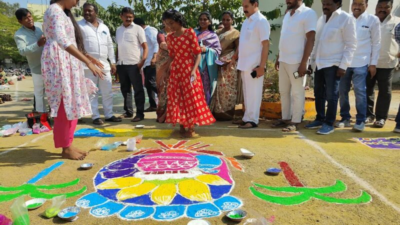 BRS Party Organizes Rangoli Competition as Protest Against Congress Government’s Unfulfilled Poll Promises