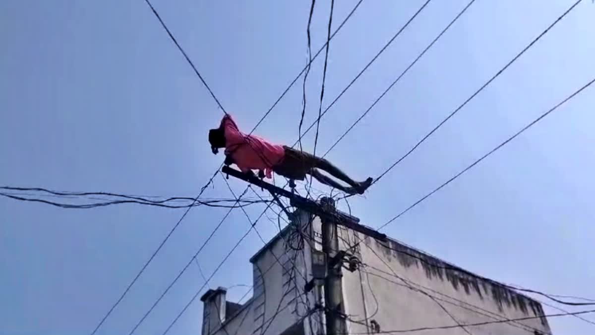 Drunken Man Creates Ruckus by Climbing an Electric Pole in Andhra Pradesh