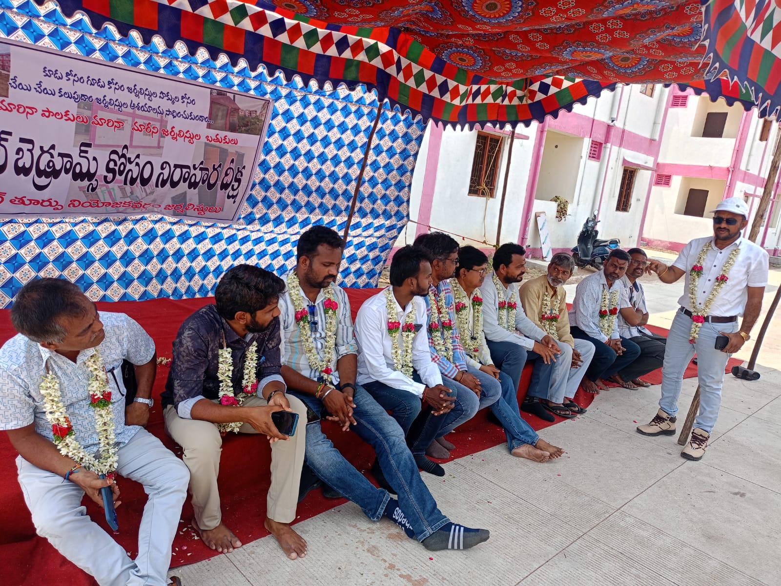 Journalists Stage Hunger Strike Over Housing Delay in Warangal