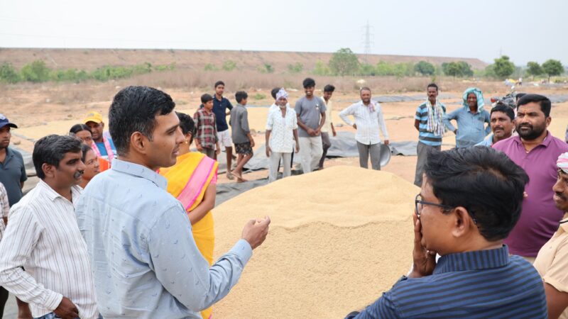 Collector M. Manu Choudhary Inspects Paddy Procurement Center in Pedda Koduru, Urges Farmers to Sell Only at Government Centers